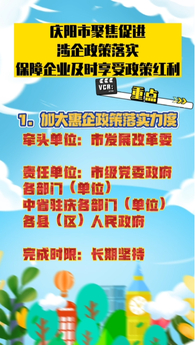 【優化營商環境 推動高質量發展】隴東報視頻海報丨慶陽市聚焦促進涉企政策落實 保障企業及時享受政策紅利