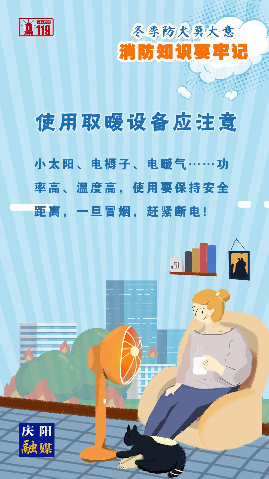 【微海報】冬季防火莫大意，使用取暖設備應注意！