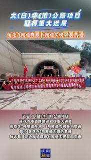 太(白)華(池)公路項目取得重大進展，蓮花寺隧道群最長隧道實現雙洞貫通